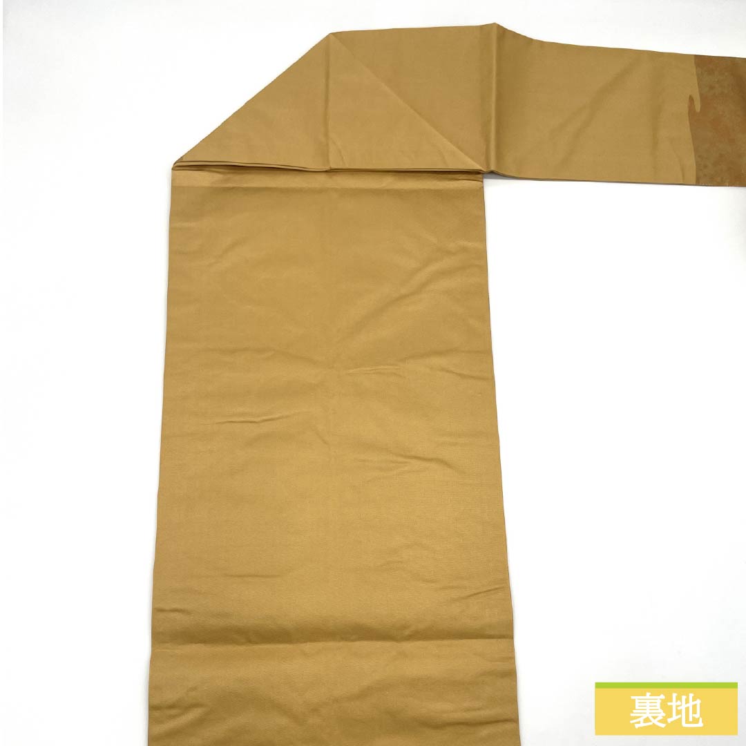 名古屋帯 正絹 Sランク 引箔 西陣織 亀甲 扇 帯丈347cm ポイント柄 セミフォーマル 金系 1124010192321 名古屋仕立て