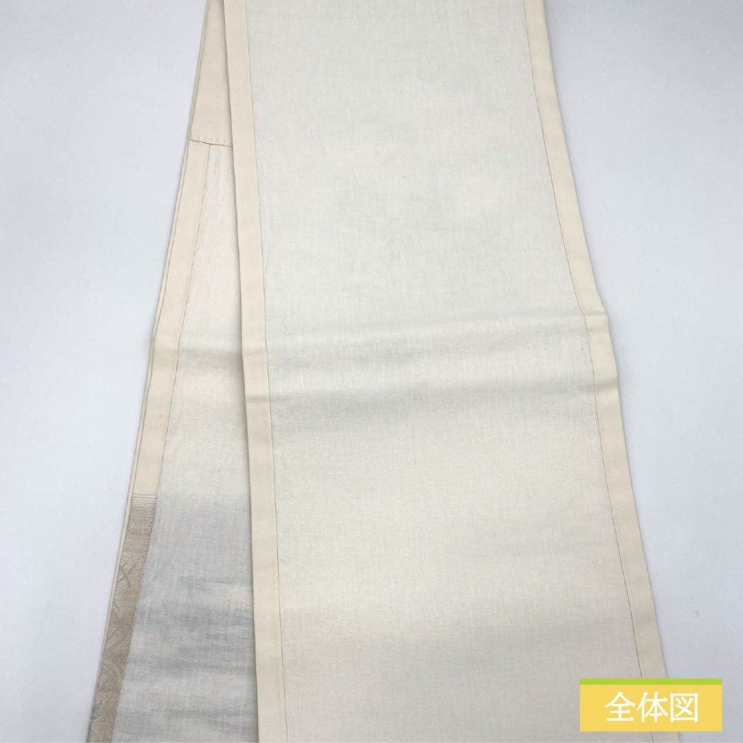 名古屋帯 正絹 Aランク 短冊 西陣織 草花模様 帯丈358cm ポイント柄 セミフォーマル 銀系 1124010213322 開き仕立て