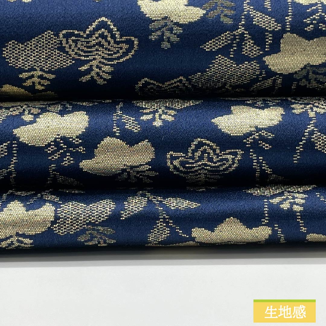 名古屋帯 正絹 Sランク 濃紺色(のうこんいろ) 西陣織 草花模様 帯丈370cm 六通 セミフォーマル 紺系 1124010202318 京袋帯