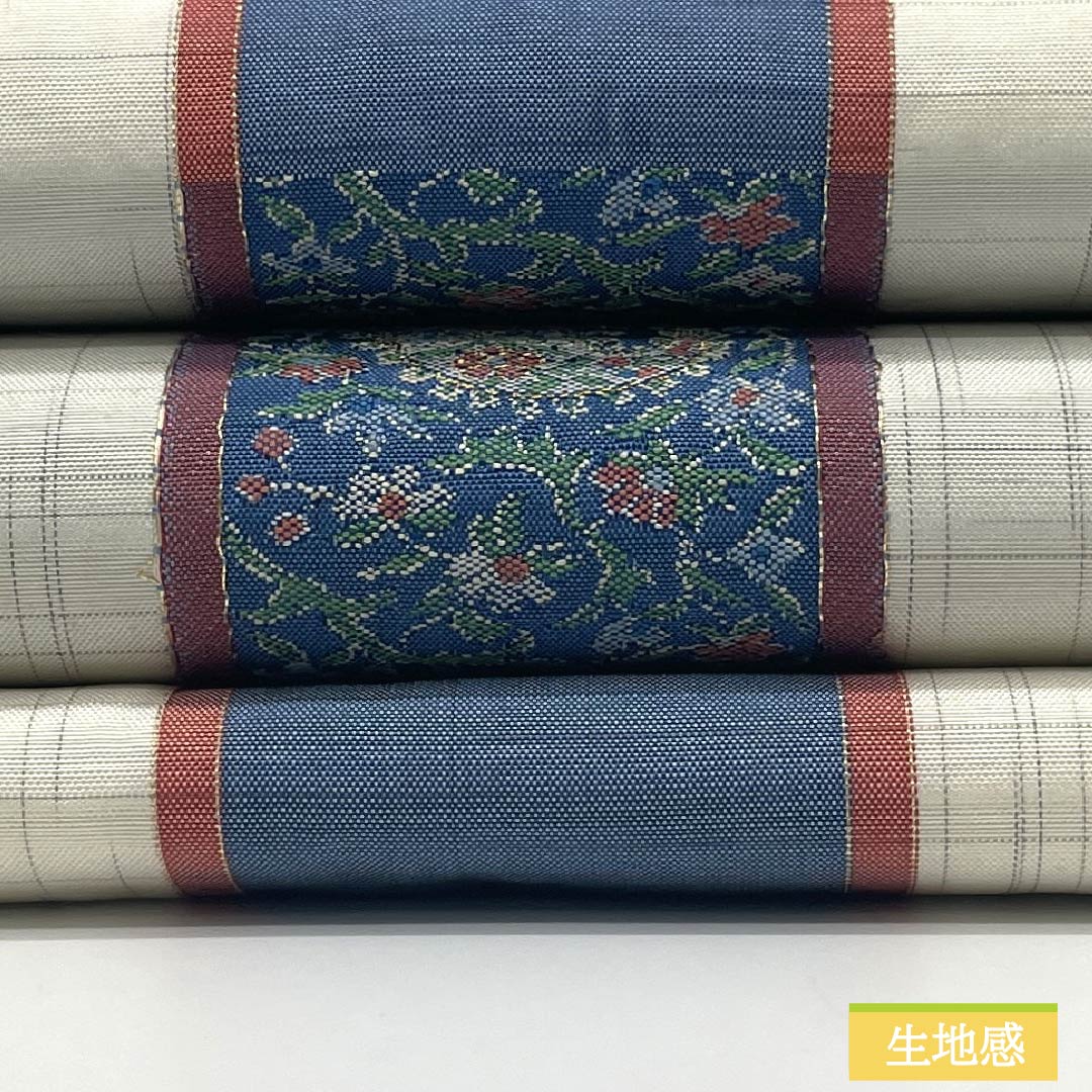 名古屋帯 正絹 Sランク 縞 西陣織 更紗模様 帯丈361cm ポイント柄 カジュアル 白系 1124010332311 名古屋仕立て