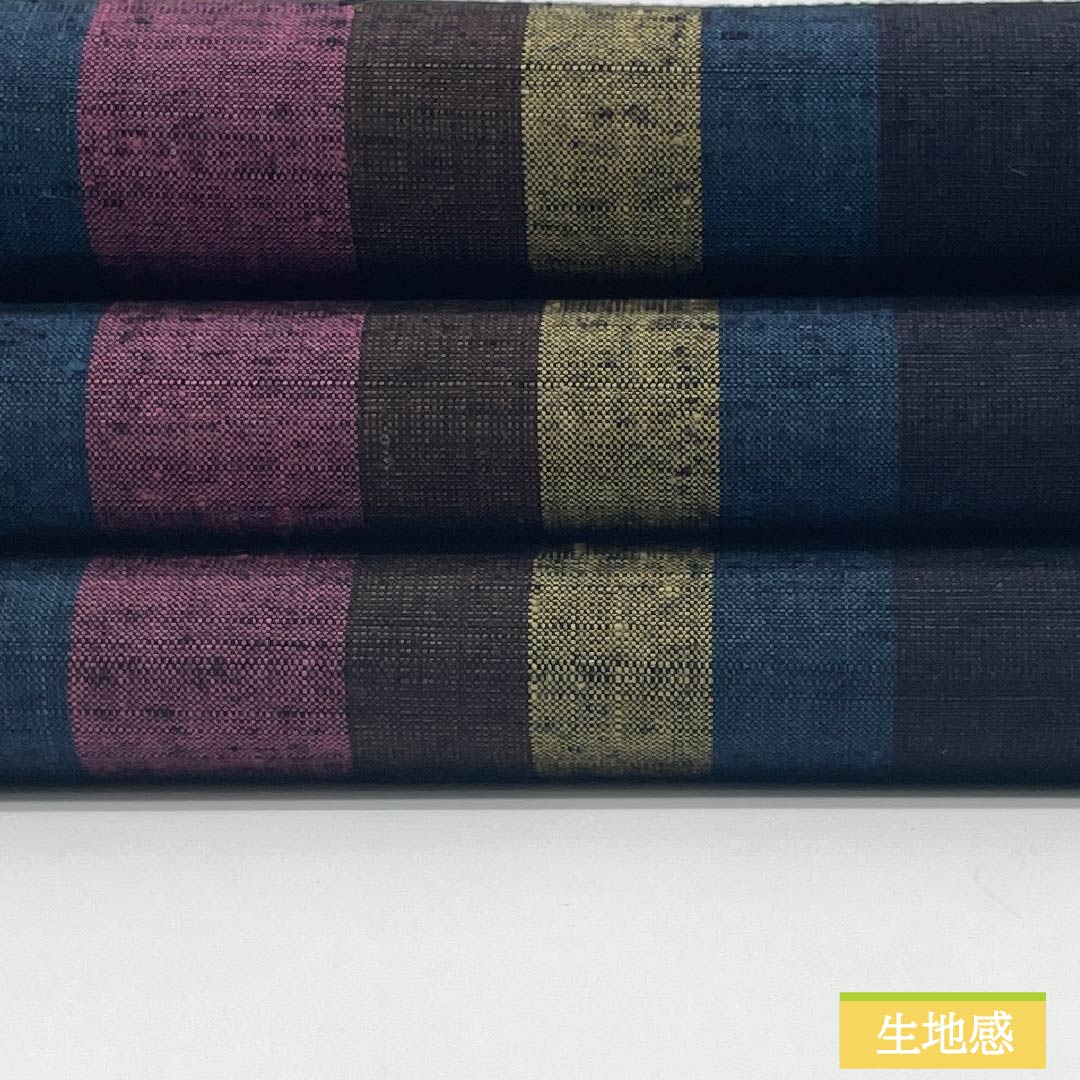 名古屋帯 正絹 Aランク 縞 紬地 帯丈376cm 全通 カジュアル グラデーション系 1124009953399 開き仕立て