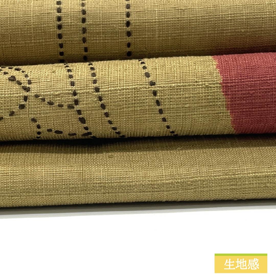 名古屋帯 正絹 Sランク 麦藁色(むぎわらいろ) 刺し子刺繍 草花模様 紬地 帯丈379cm ポイント柄 カジュアル 黄系 1124010022323 名古屋仕立て