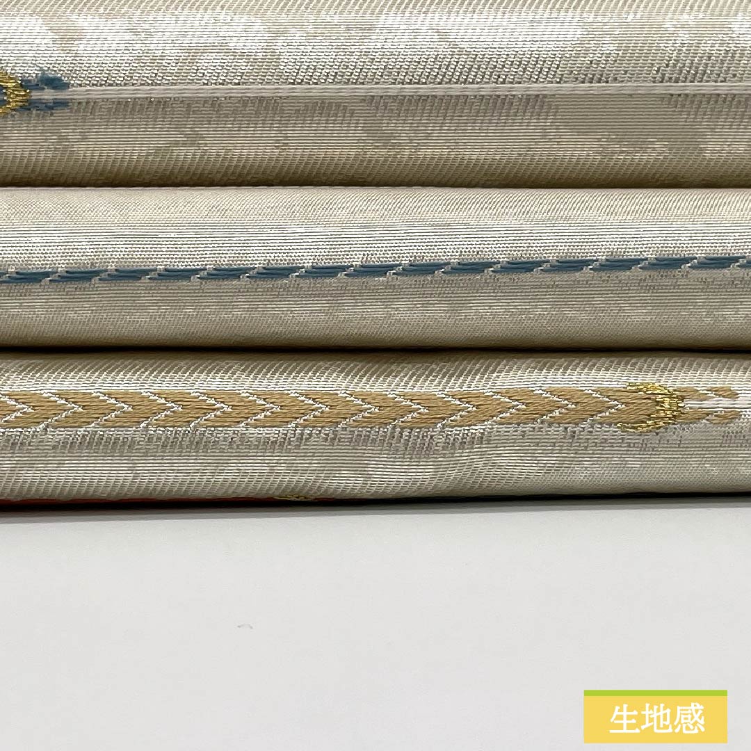 Nagoya Obi, Pure Silk, S-Rank, Braided Pattern, Nishijin Weave, Dried Foil, Length 358cm, Six-Ply, Casual, Silver, 1124010142322, Nagoya Style