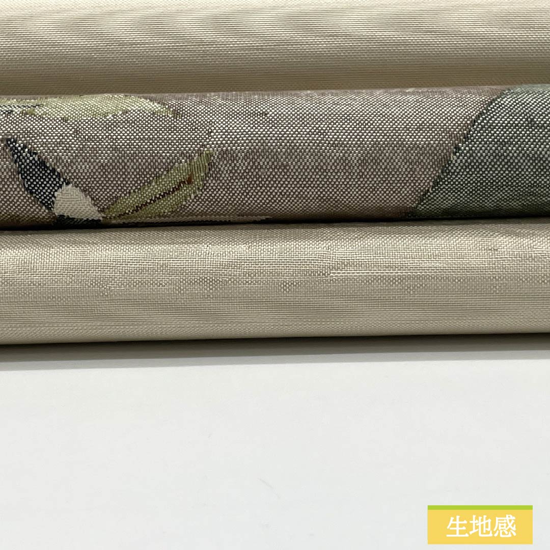名古屋帯 正絹 Sランク 蕎麦切色(そばきりいろ) すくい織 草花模様 帯丈378cm ポイント柄 カジュアル ベージュ系 1124010052325 開き仕立て