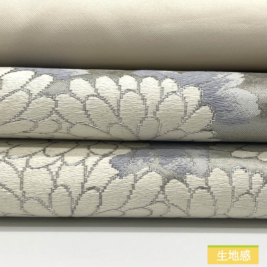 名古屋帯 正絹 Aランク 菊 西陣織 帯丈355cm ポイント柄 セミフォーマル 銀系 1124010343322 名古屋仕立て