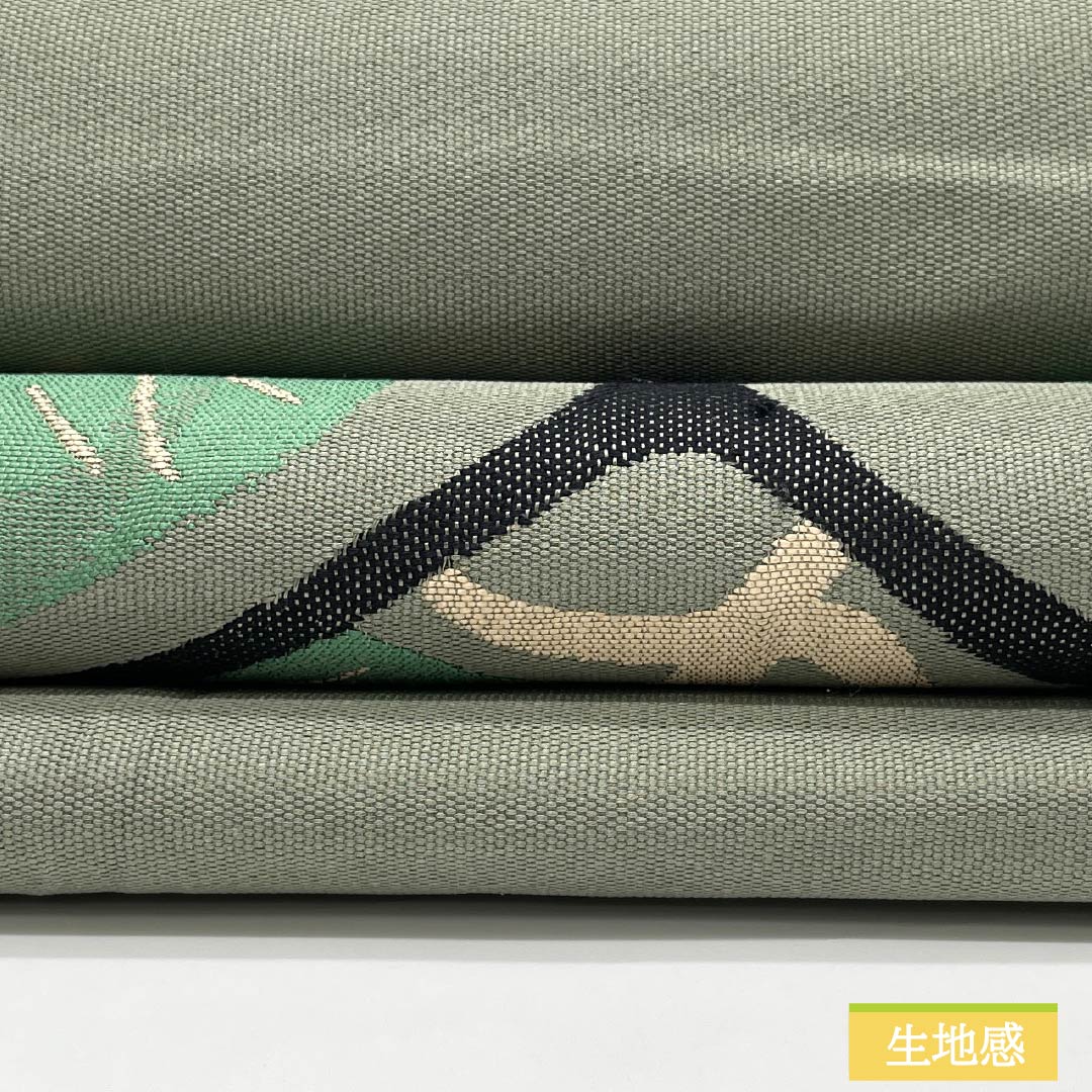 名古屋帯 正絹 Sランク 柳鼠色(やなぎねずいろ) 西陣織 松 帯丈373cm ポイント柄 カジュアル 緑系 1124010402319 名古屋仕立て