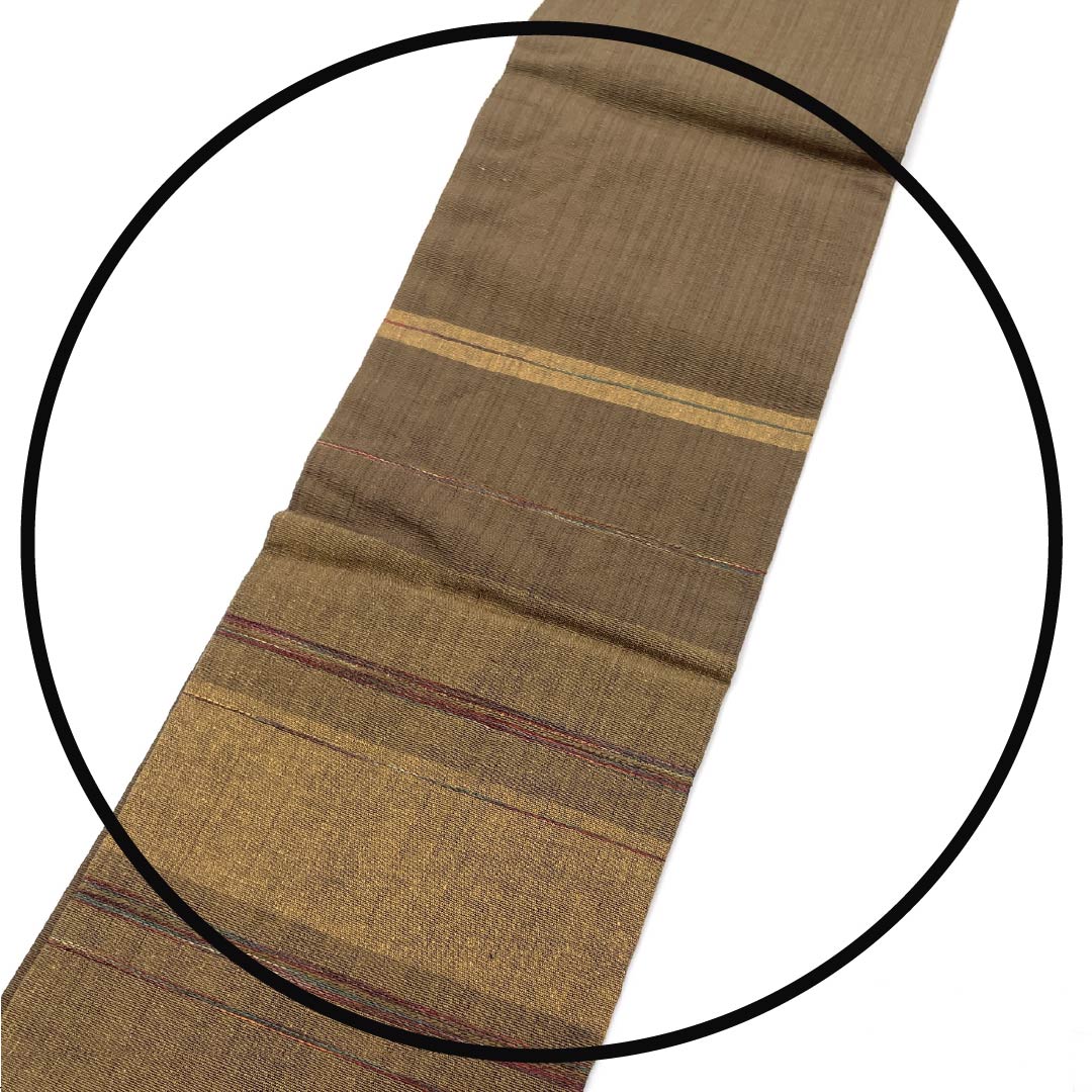 Nagoya Obi, Pure Silk, Grade A, Horizontal Stripes, Tsumugi Fabric, Length 340cm, Six-Ply, Casual, Brown, 1124010073314, Nagoya Style