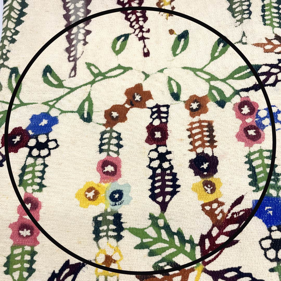 名古屋帯 正絹 Aランク 乳白色(にゅうはくしょく) 京紅型 染め帯 草花模様 帯丈332cm 六通 カジュアル クリーム系 1124009913315 名古屋仕立て