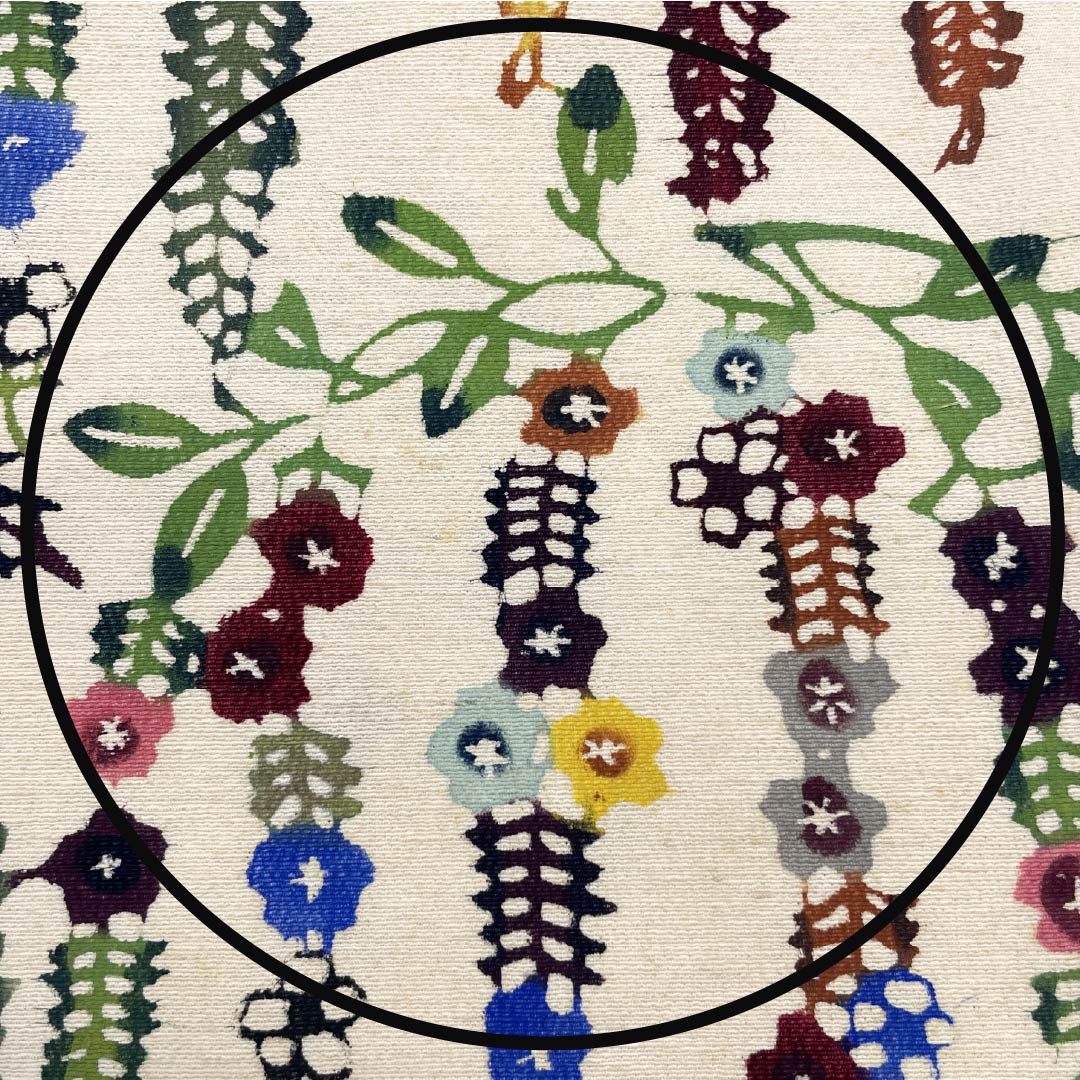 名古屋帯 正絹 Aランク 乳白色(にゅうはくしょく) 京紅型 染め帯 草花模様 帯丈332cm 六通 カジュアル クリーム系 1124009913315 名古屋仕立て