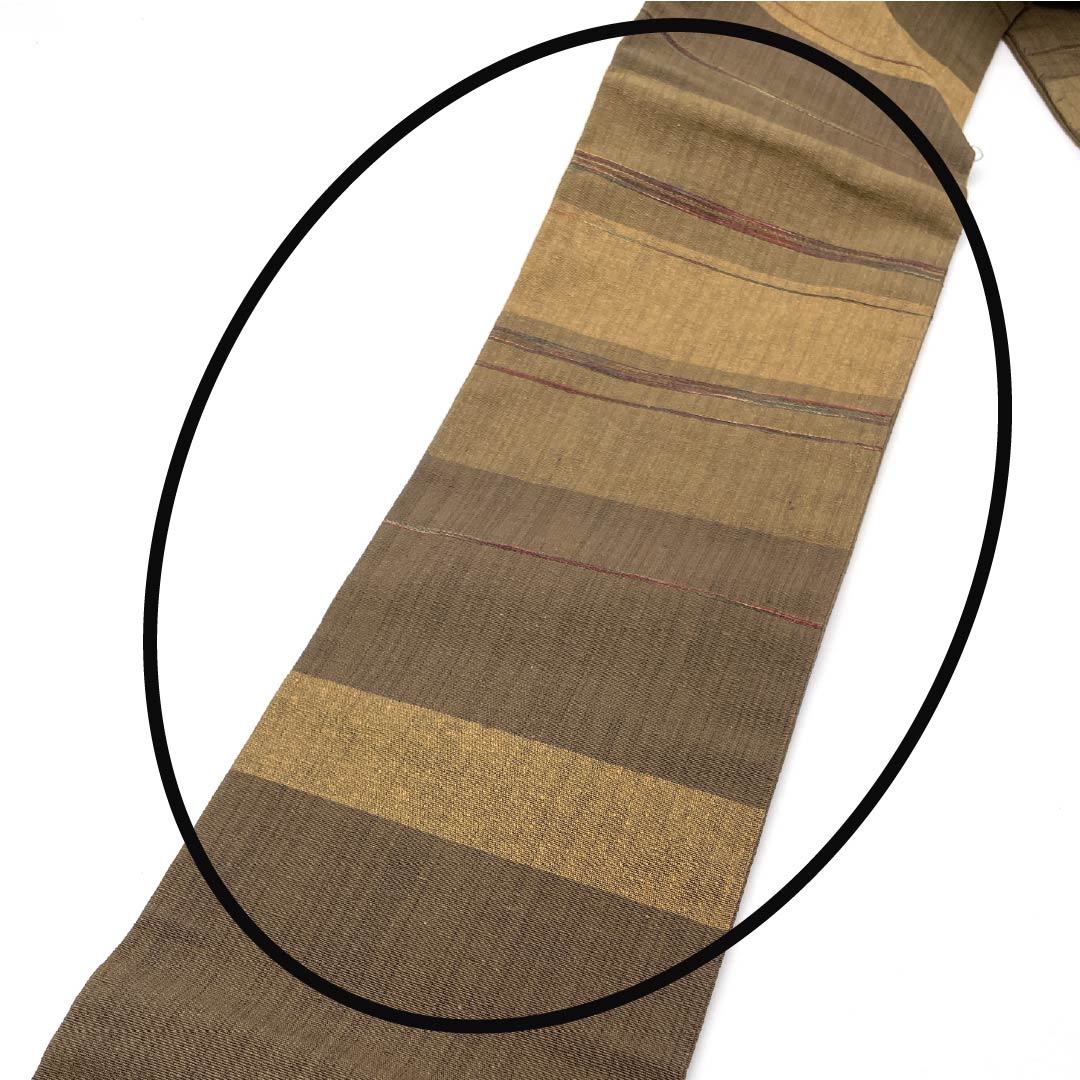 Nagoya Obi, Pure Silk, Grade A, Horizontal Stripes, Tsumugi Fabric, Length 340cm, Six-Ply, Casual, Brown, 1124010073314, Nagoya Style