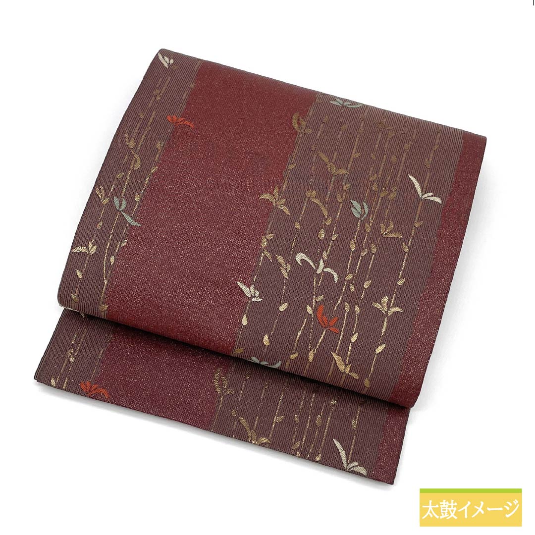 袋帯 正絹 Sランク 草花模様 西陣織 帯丈424cm 六通 カジュアル 紫系 1123015872320