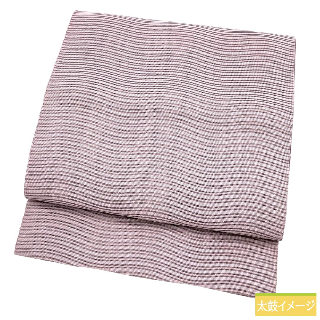 名古屋帯 正絹 Aランク 松葉仕立て 薄梅鼠色(うすうめねずいろ) 夏帯 変わり絽 無地 帯丈358cm 全通 カジュアル ピンク系 1124013053313