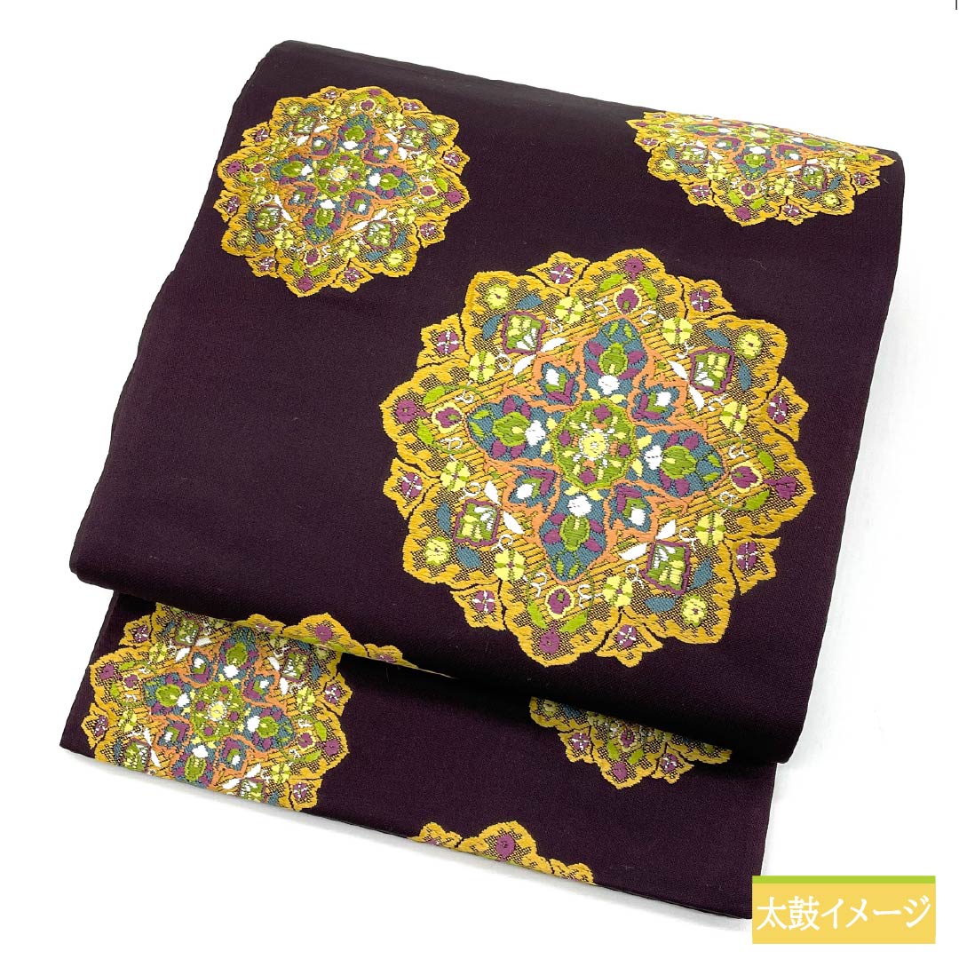 袋帯 正絹 至極色(しごくいろ) 西陣織 唐織 華紋 吉祥 帯丈434cm Sランク 六通 セミフォーマル 紫系 1123012962320