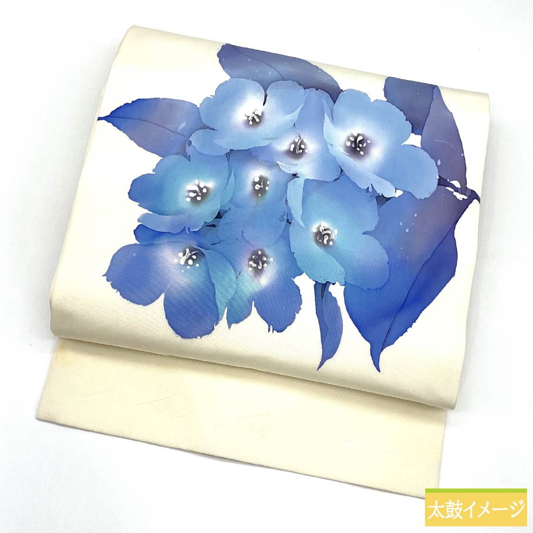 名古屋帯 正絹 Bランク 乳白色(にゅうはくしょく) 染め帯 塩瀬 洋花柄 帯丈357cm ポイント柄 セミフォーマル 白系 1124011533311 名古屋仕立て