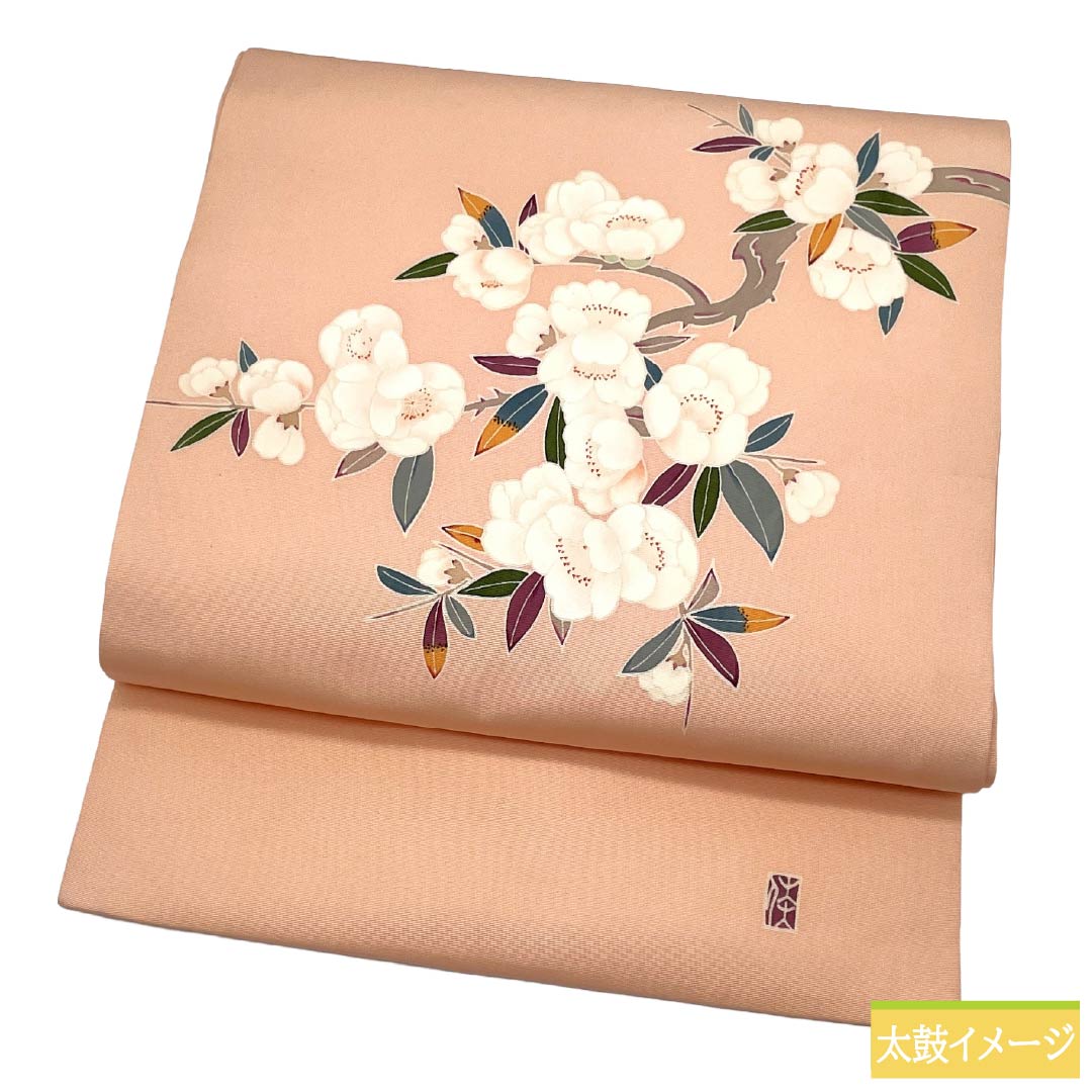 名古屋帯 正絹 Sランク 名古屋仕立て 乙女色(おとめいろ) 染め帯 塩瀬 草花模様 帯丈372cm ポイント柄 カジュアル ピンク系 1124014062313