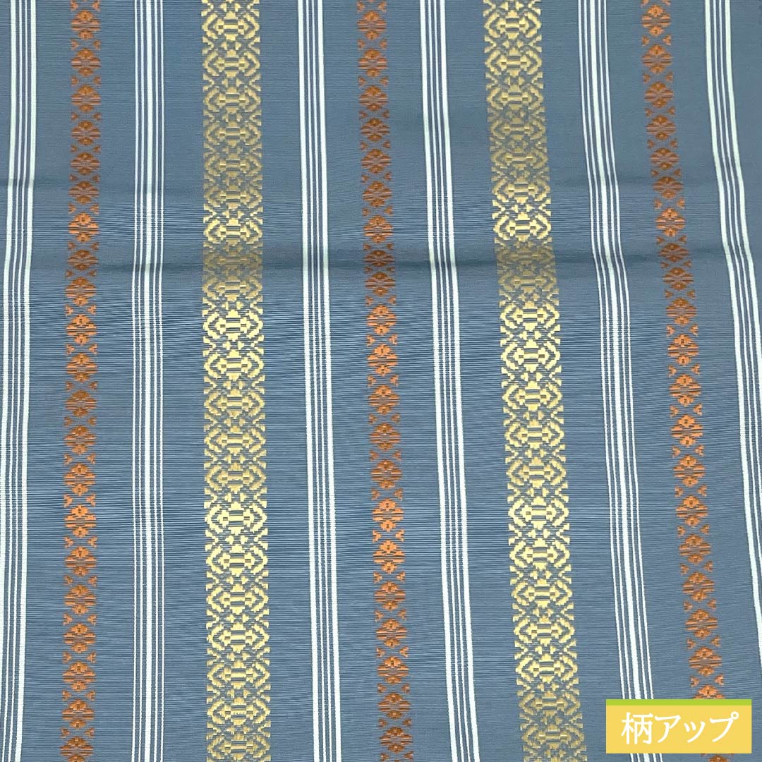 (新品)名古屋帯 正絹 NEWランク 松葉仕立て 熨斗目花色(のしめはないろ) 本場筑前博多織 八寸なごや帯 献上柄 帯丈359cm 全通 カジュアル 青系 1124014141317