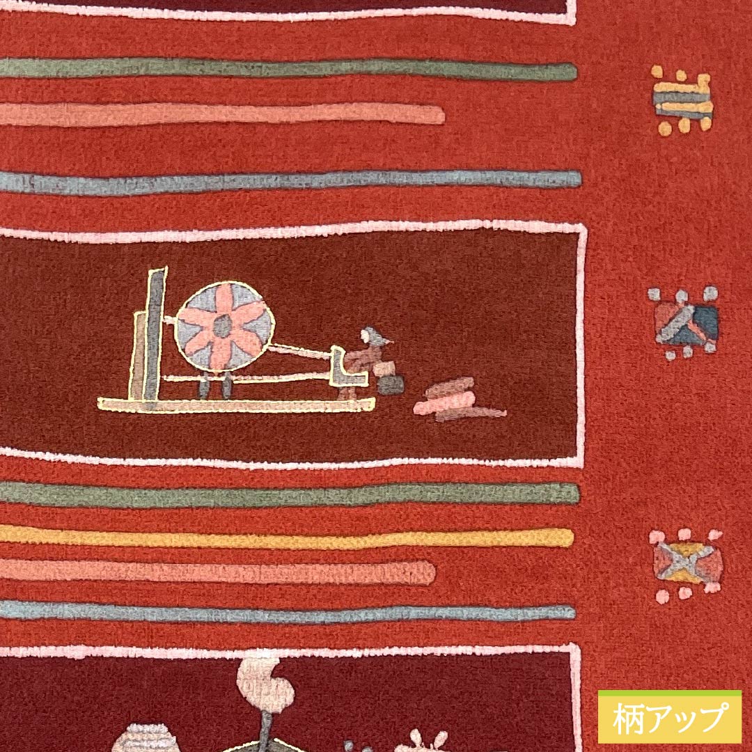 名古屋帯 正絹 Aランク 牛血紅色(ぎゅうけつこういろ) 型染 ふるさと 糸巻 帯丈362cm 全通 カジュアル 赤系 1124011563312 名古屋仕立て