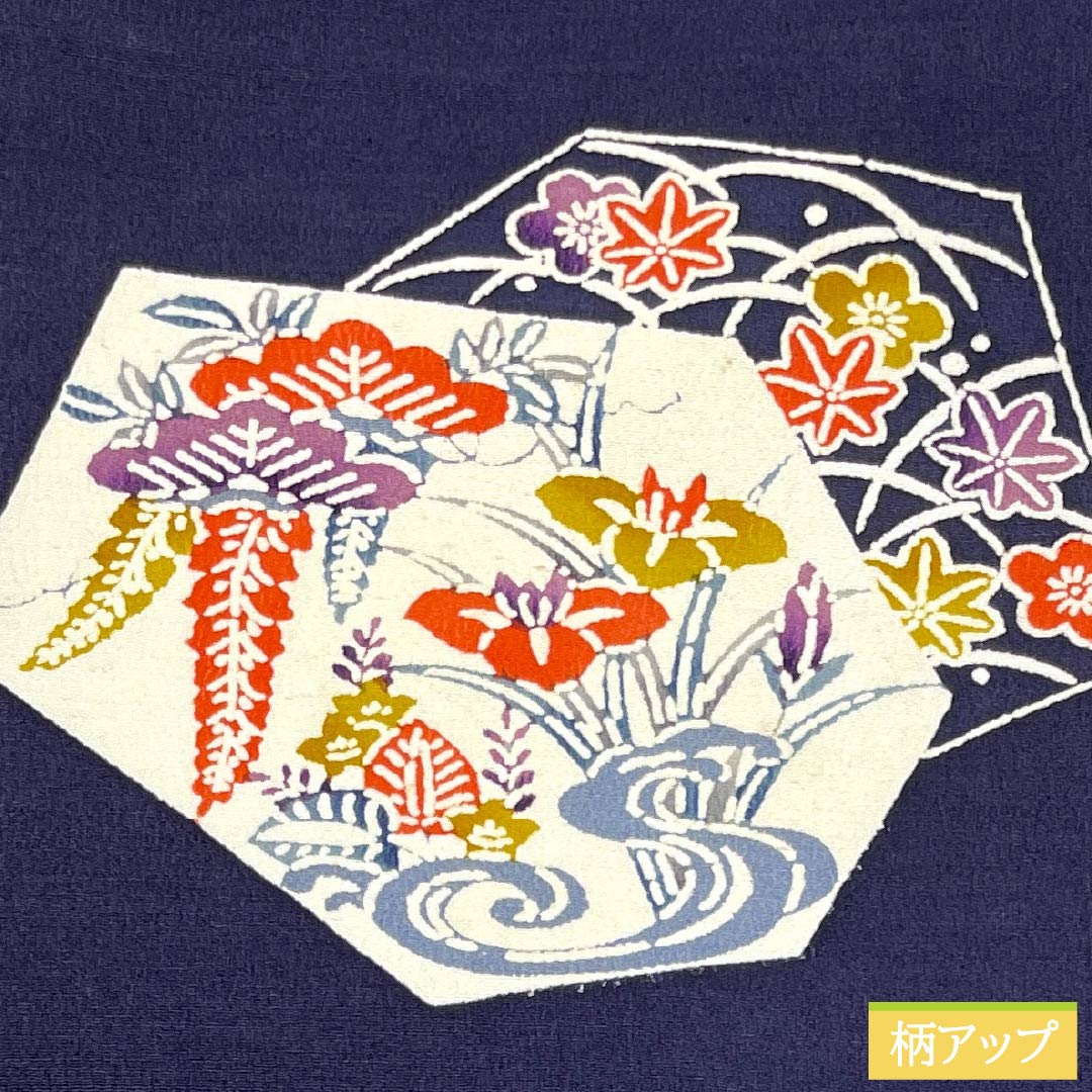 名古屋帯 正絹 Aランク 褐色(かちいろ) 型染 ちりめん地 古典柄 帯丈365cm ポイント柄 カジュアル 紫系 1124011493320 名古屋仕立て