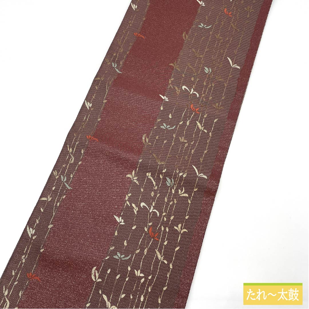 袋帯 正絹 Sランク 草花模様 西陣織 帯丈424cm 六通 カジュアル 紫系 1123015872320