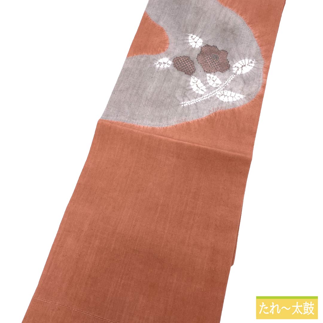 名古屋帯 正絹 Aランク 名古屋仕立て 赤蘇芳色(あかすおういろ) 汕頭刺繍 絞り 古典柄 帯丈359cm ポイント柄 カジュアル ピンク系 1124012553313