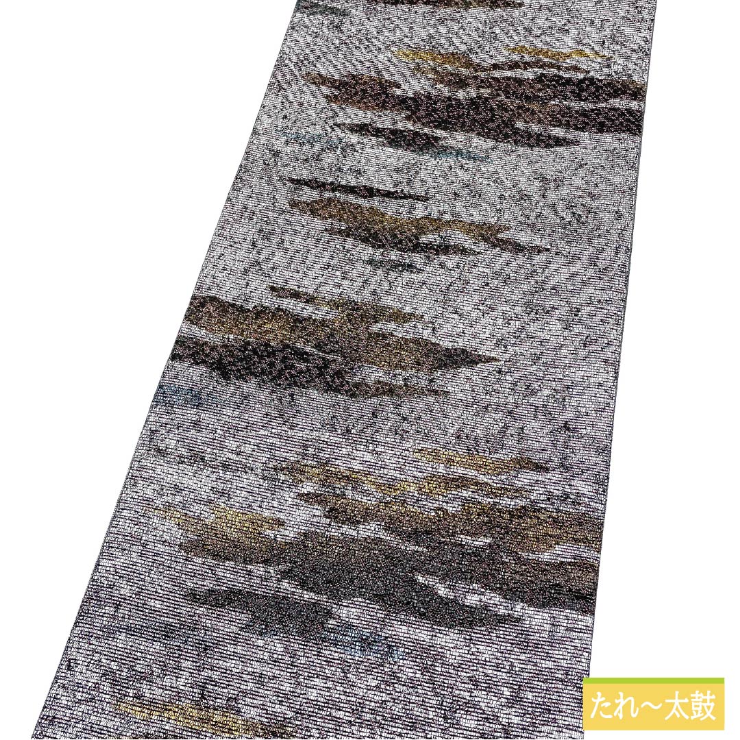 Fukuro Obi (Sash) - Pure Silk, Silver (Gin-iro) - Nishijin-ori, Hiki-Haku, Kumotori, Shichiku - Length 436cm - A-Rank - Six-way - Semi-formal - Silver 1123012943322
