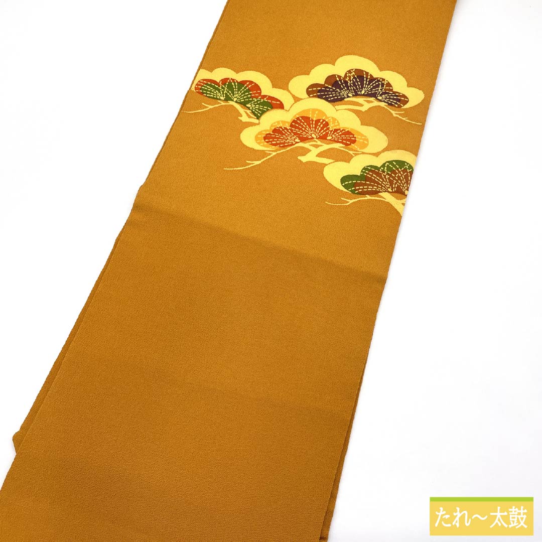 名古屋帯 正絹 Aランク 濃朽葉色(こいくちばいろ) 型染 ちりめん地 帯丈350cm ポイント柄 カジュアル 橙系 1124011523326 名古屋仕立て