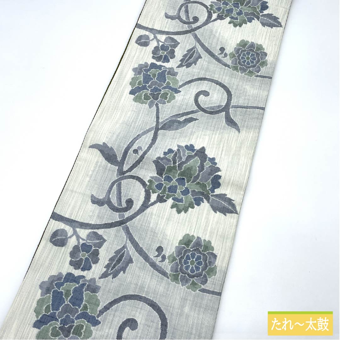 袋帯 正絹 Aランク 紬地 西陣織 唐花模様 帯丈436cm 全通 カジュアル グラデーション系 1123015863399