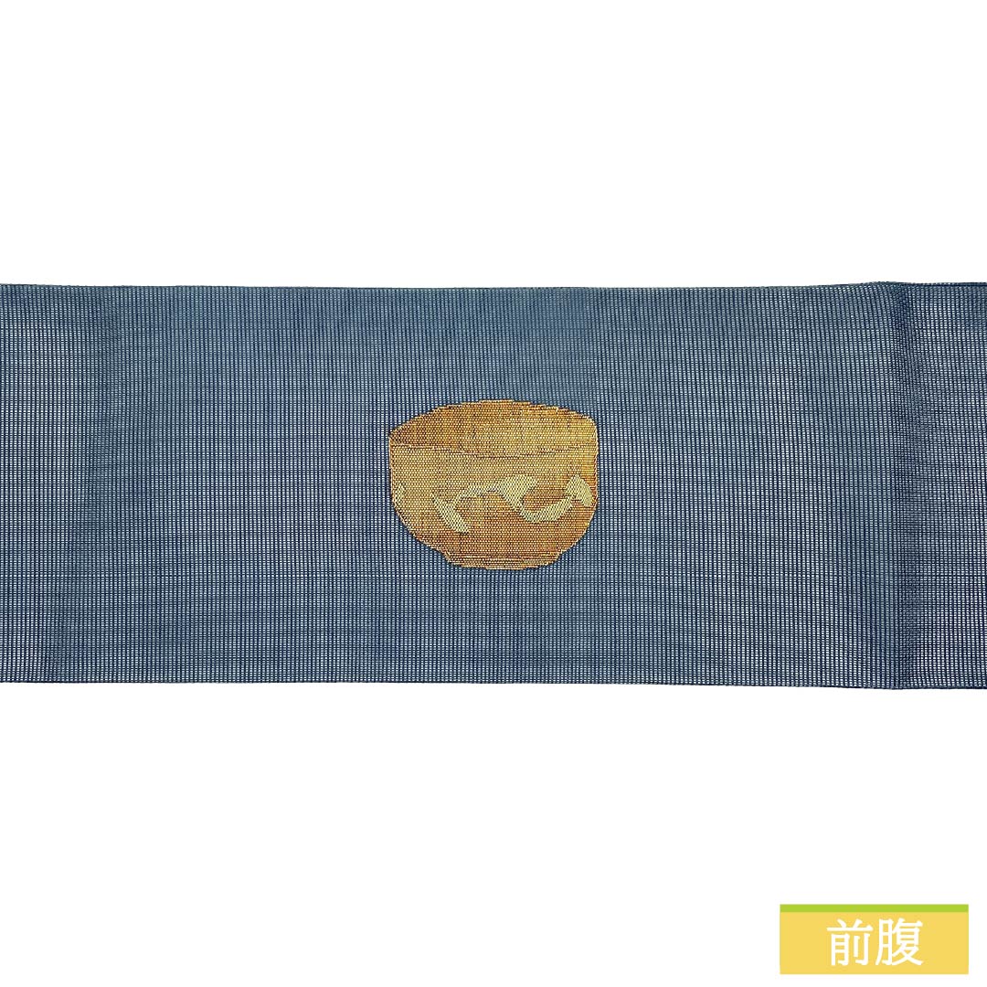 名古屋帯 正絹 Aランク 名古屋仕立て 鉄紺色(てつこんいろ) 夏帯 茶道 茶碗 帯丈358cm ポイント柄 カジュアル 紺系 1124012843318