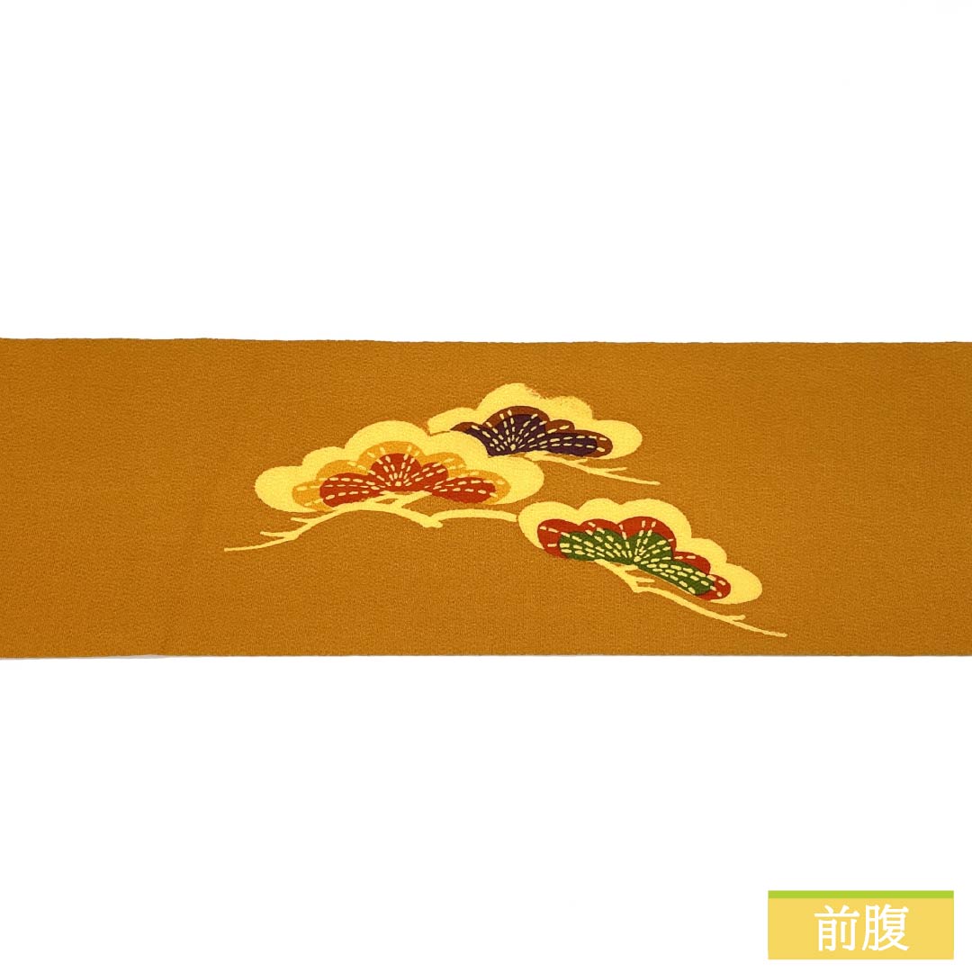 名古屋帯 正絹 Aランク 濃朽葉色(こいくちばいろ) 型染 ちりめん地 帯丈350cm ポイント柄 カジュアル 橙系 1124011523326 名古屋仕立て