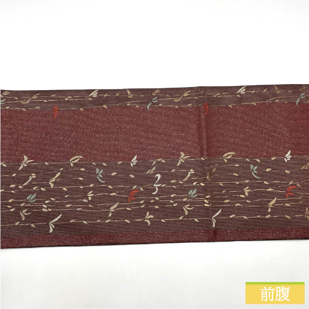 袋帯 正絹 Sランク 草花模様 西陣織 帯丈424cm 六通 カジュアル 紫系 1123015872320