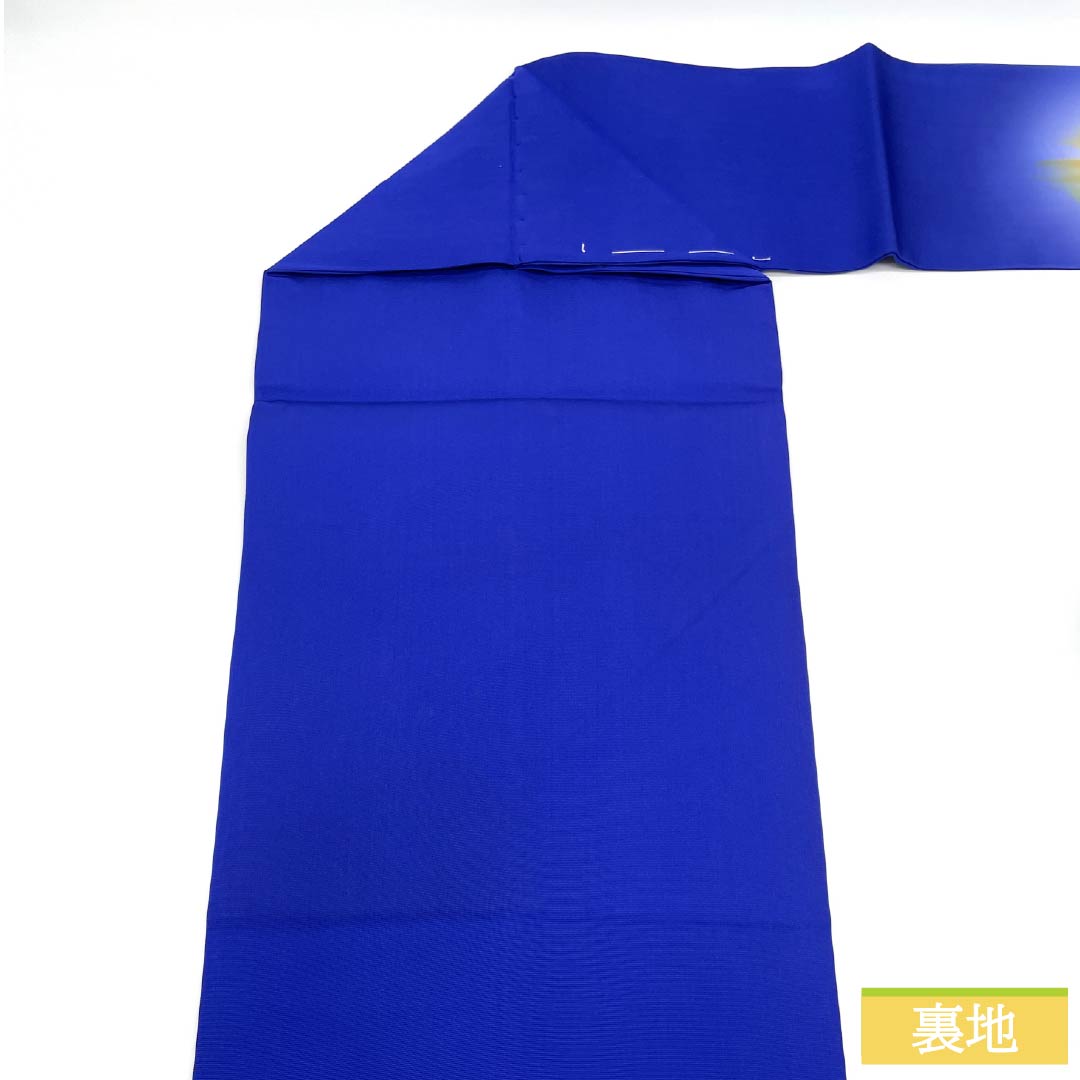 名古屋帯 正絹 Aランク 桔梗色(ききょういろ) 染め帯 塩瀬 風景柄 帯丈361cm ポイント柄 セミフォーマル 青系 1124011463317 名古屋仕立て