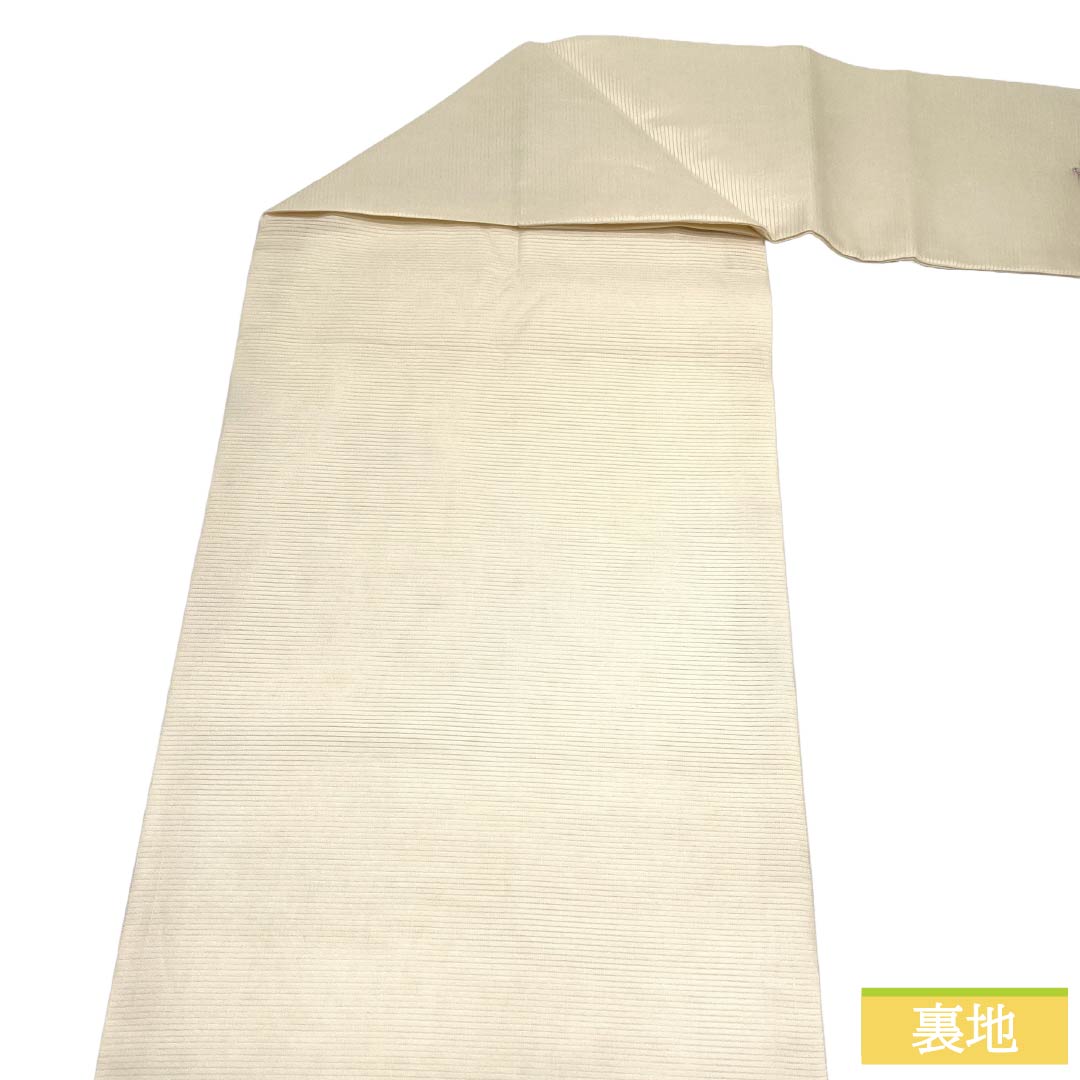 名古屋帯 正絹 Aランク 名古屋仕立て 乳白色(にゅうはくしょく) 夏帯 紐 雲 帯丈354cm ポイント柄 セミフォーマル 白系 1124013003311