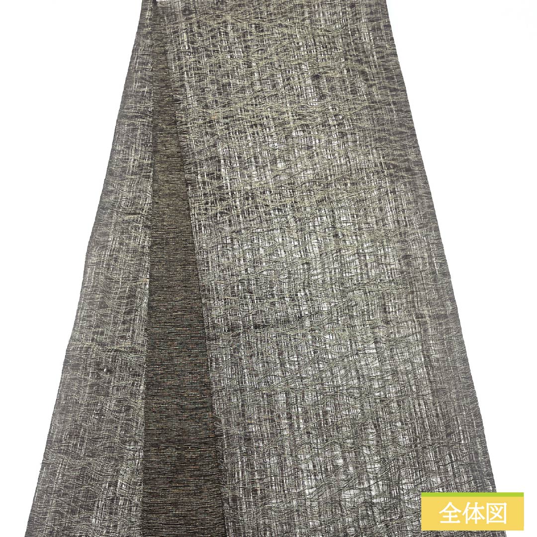 袋帯 正絹 Sランク 櫛織 抽象模様 帯丈456cm ポイント柄 カジュアル 黒系 1123015922410
