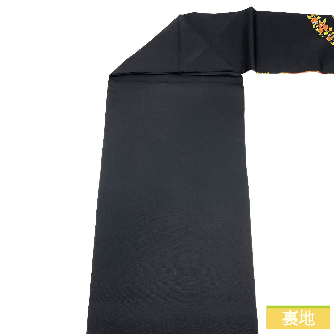 名古屋帯 正絹 Sランク 名古屋仕立て 黒色(くろいろ) 染め帯 塩瀬 更紗 帯丈359cm ポイント柄 セミフォーマル 黒系 1124012032310