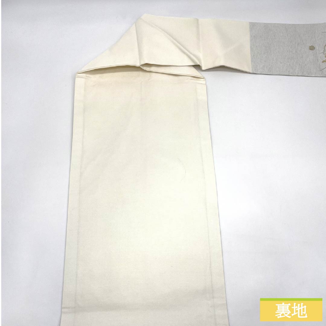 名古屋帯 正絹 Aランク 乳白色(にゅうはくしょく) 刺繍 古典柄 帯丈363cm ポイント柄 セミフォーマル 白系 1124011383311 名古屋仕立て
