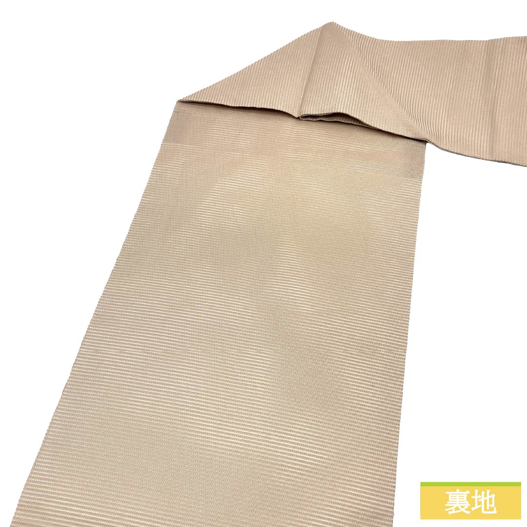名古屋帯 正絹 Aランク 名古屋仕立て 砥粉色(とのこいろ) 植物柄 夏帯 帯丈368cm ポイント柄 セミフォーマル ベージュ系 1124013393325