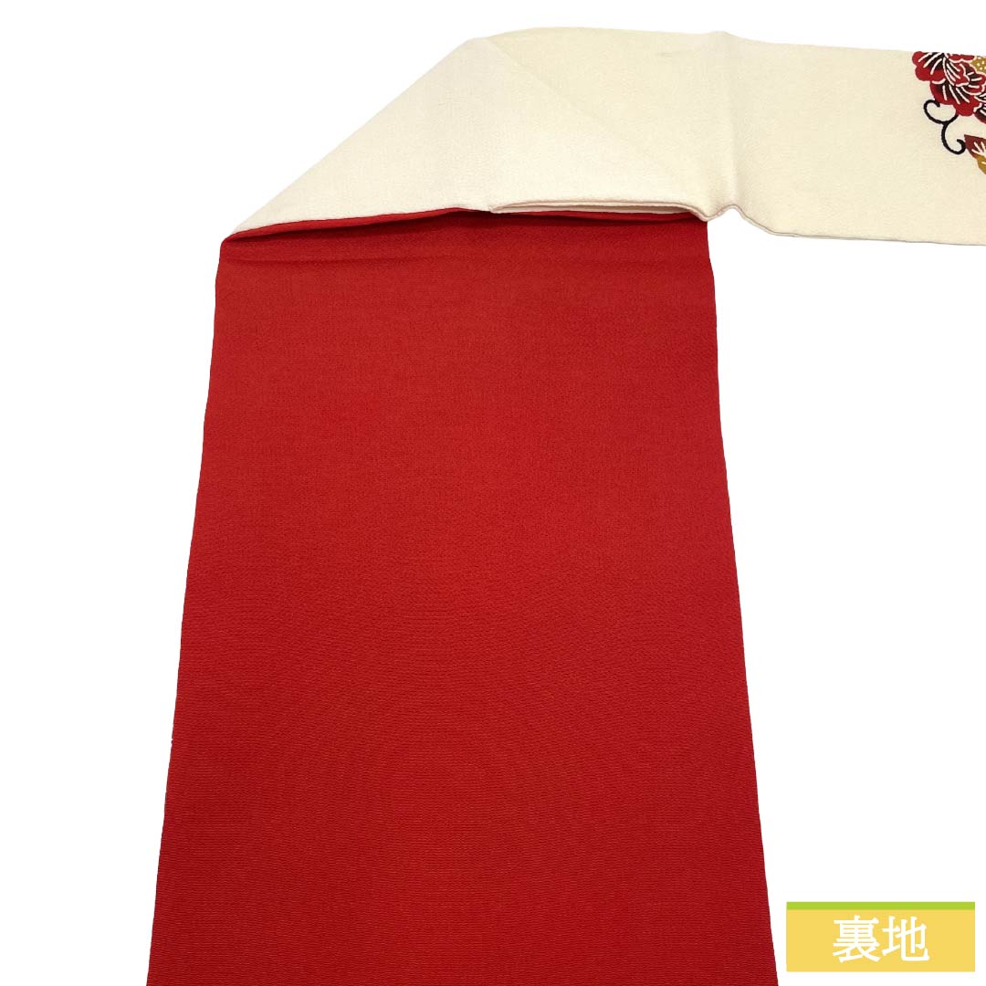 名古屋帯 正絹 Aランク 名古屋仕立て 乳白色(にゅうはくしょく) 京紅型 古典柄 ちりめん地 帯丈350cm ポイント柄 カジュアル 白系 1124012113311