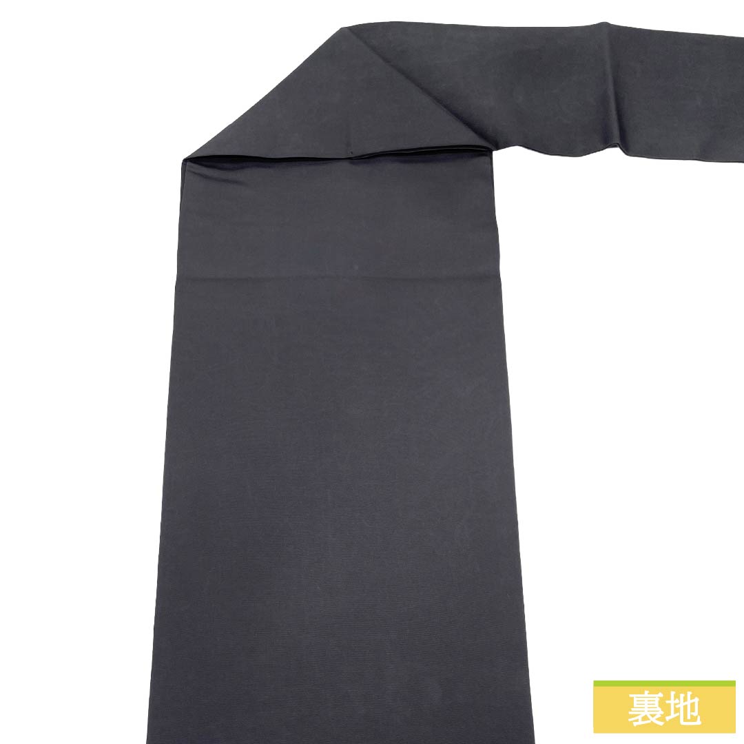 名古屋帯 正絹 Aランク 名古屋仕立て 黒鼠色(くろねずいろ) 古典柄 塩瀬 和楽器 帯丈370cm ポイント柄 セミフォーマル 黒系 1124012573310