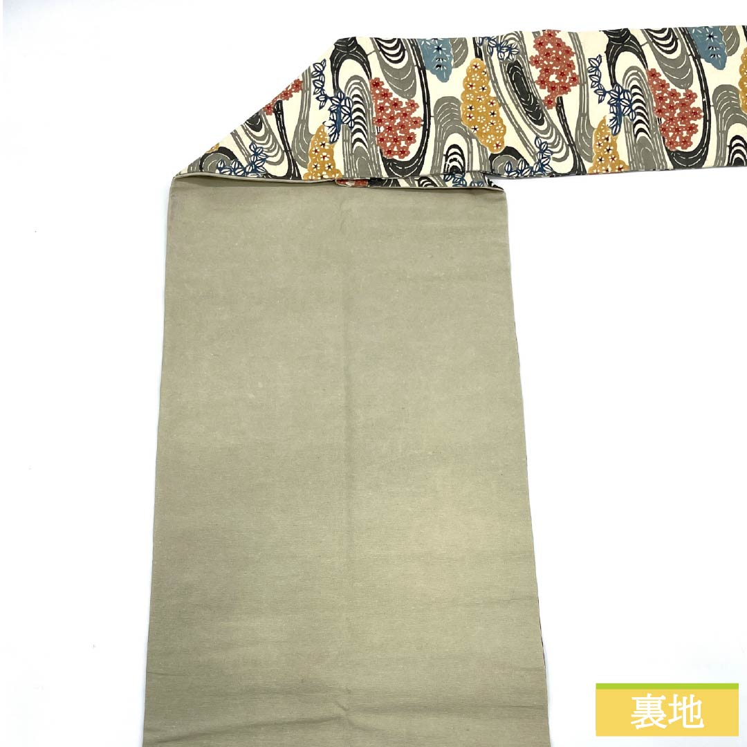 Nagoya obi, genuine silk, B rank, milky white, Kyo-bingata, flowing water, classical pattern, obi length 345cm, rokkutsu, casual, beige, 1124011284325, Nagoya style