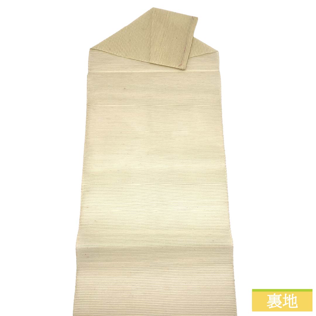 名古屋帯 正絹 Aランク 松葉仕立て 乳白色(にゅうはくしょく) 夏帯 麻の葉模様 古典柄 帯丈361cm 六通 カジュアル 白系 1124012813311