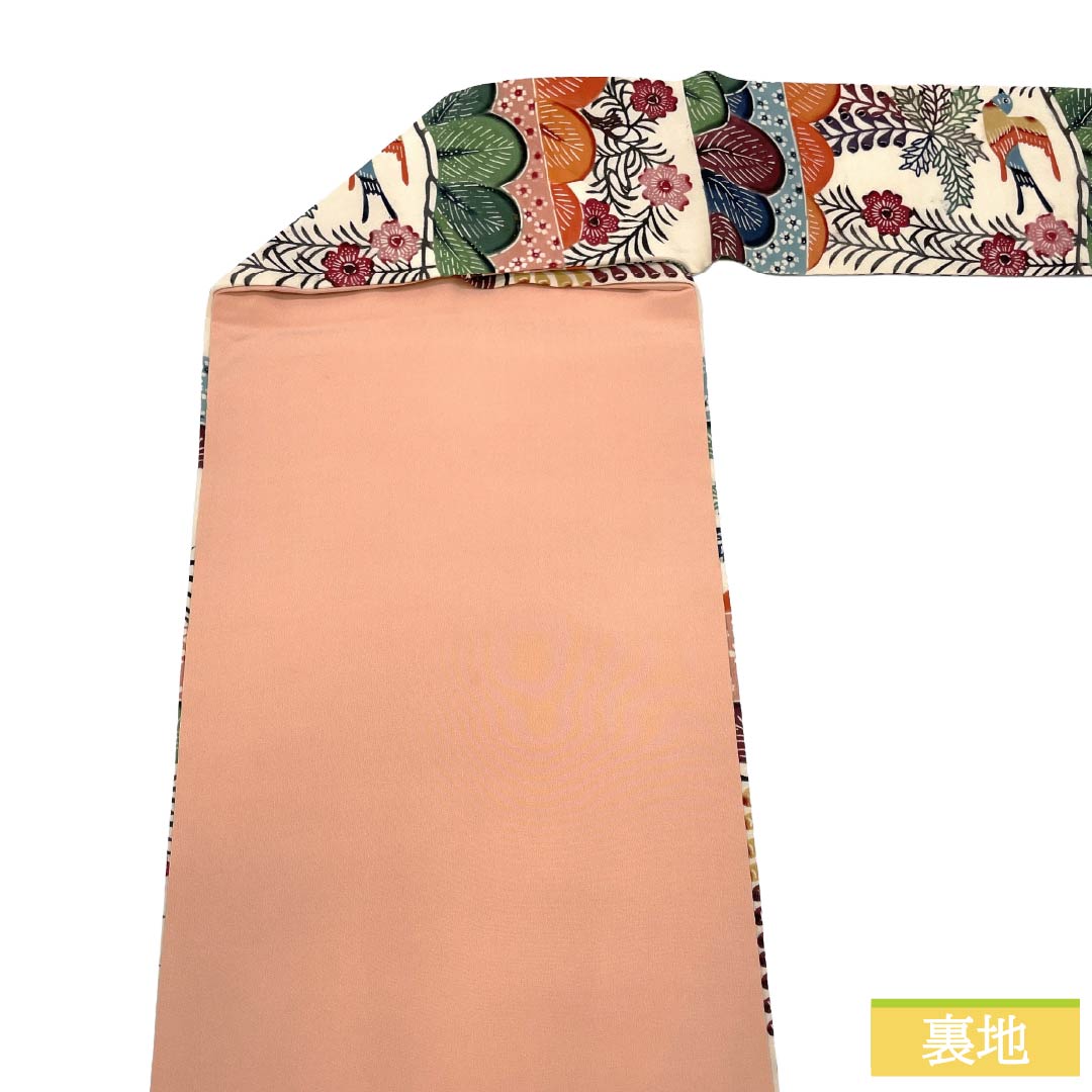 名古屋帯 正絹 Aランク 名古屋仕立て 乙女色(おとめいろ) 京紅型 草花模様 鳥 帯丈354cm 六通 カジュアル ピンク系 1124012453313