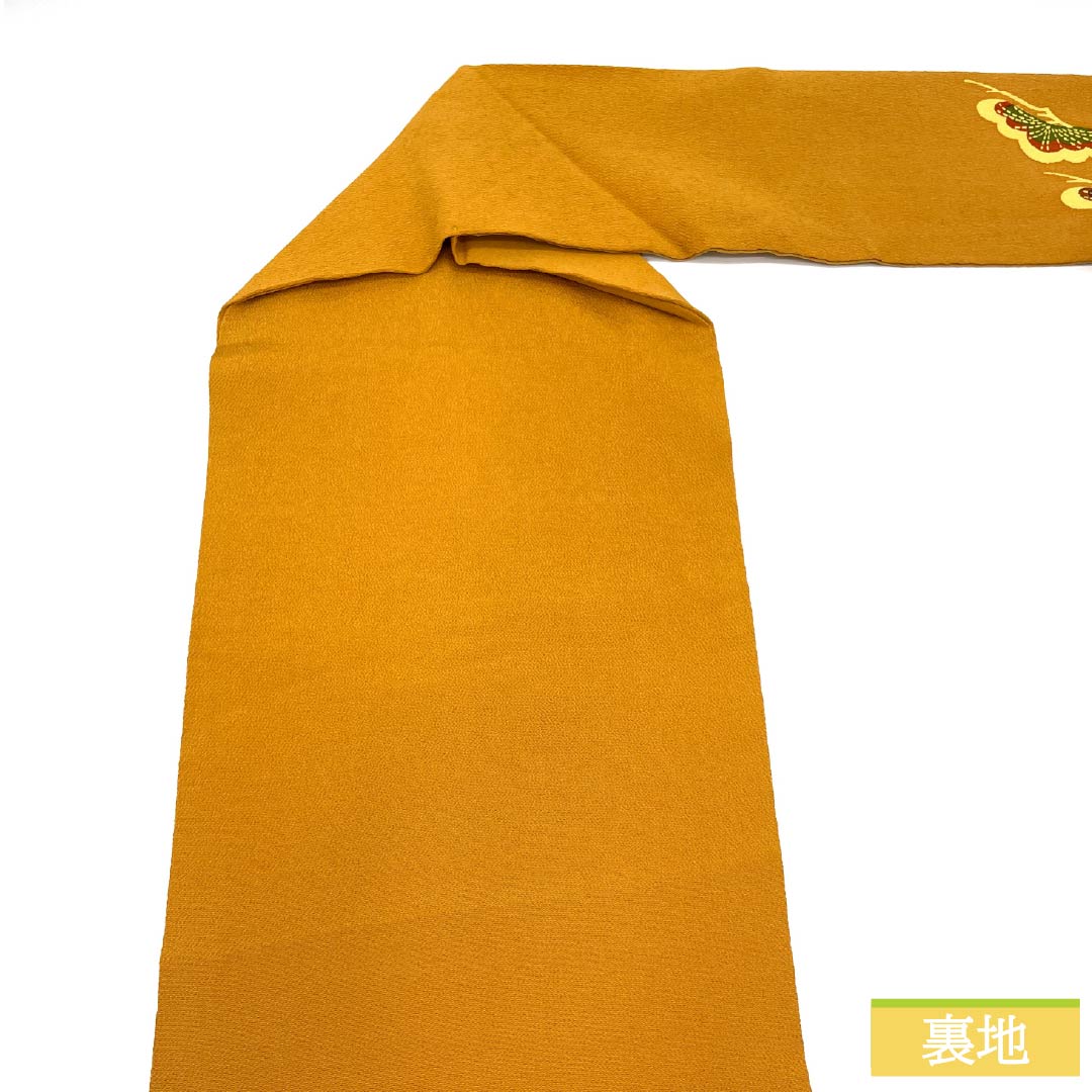 名古屋帯 正絹 Aランク 濃朽葉色(こいくちばいろ) 型染 ちりめん地 帯丈350cm ポイント柄 カジュアル 橙系 1124011523326 名古屋仕立て