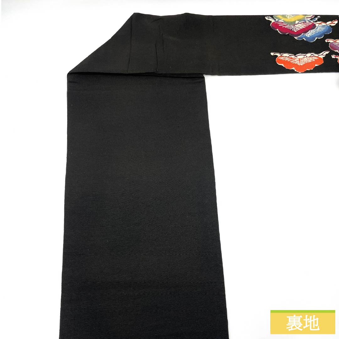 (京袋帯)名古屋帯 正絹 Aランク 黒色 型染 松 古典柄 帯丈356cm ポイント柄 カジュアル 黒系 1124011103310 名古屋仕立て