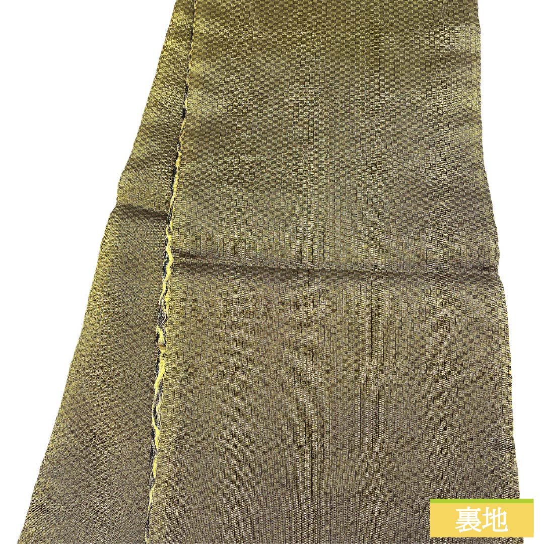 袋帯 正絹 碧色(へきしょく) 西陣織 櫛織 抽象模様 金糸 帯丈434cm Sランク 六通 セミフォーマル 緑系 1123012992319