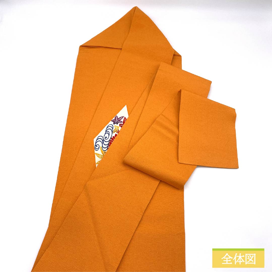 名古屋帯 正絹 Aランク 橙色(だいだいいろ) 型染 ちりめん地 古典柄 帯丈350cm ポイント柄 カジュアル 橙系 1124011483326 名古屋仕立て