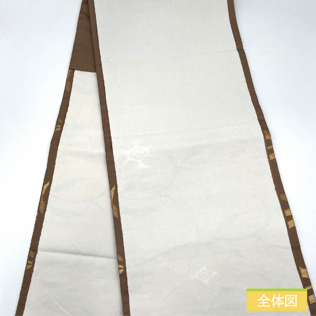 Nagoya obi, genuine silk, A rank, fawn color, classic pattern, obi length 360cm, rokutsu, semi-formal, brown, 1124011243314, open-ended tailoring