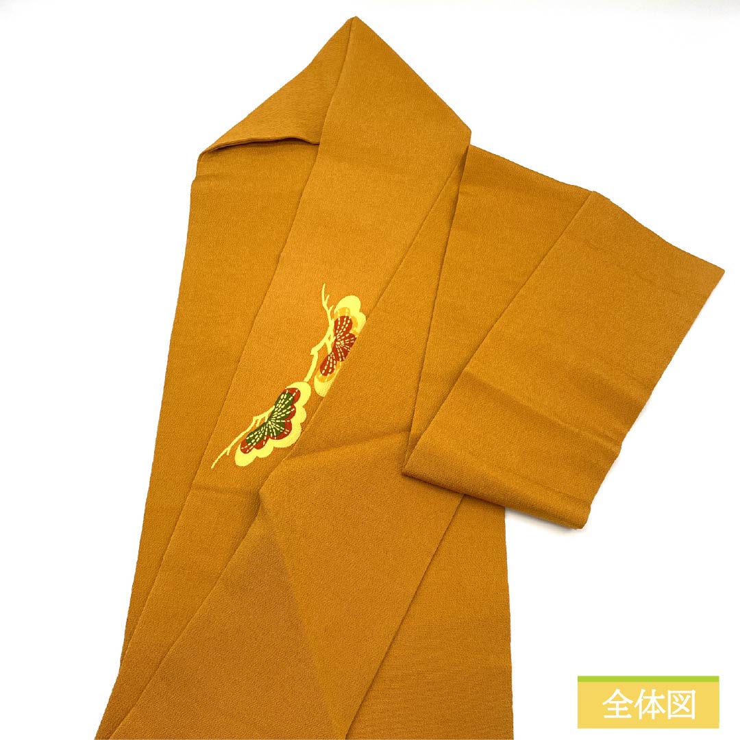 名古屋帯 正絹 Aランク 濃朽葉色(こいくちばいろ) 型染 ちりめん地 帯丈350cm ポイント柄 カジュアル 橙系 1124011523326 名古屋仕立て