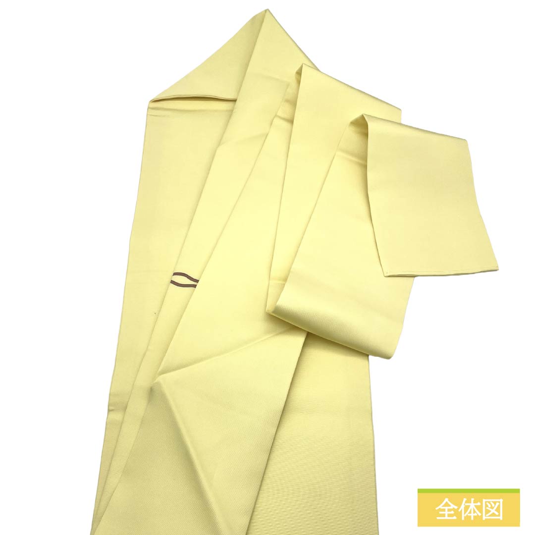 名古屋帯 正絹 Aランク 名古屋仕立て 淡黄檗色(うすきはだいろ) 作家物 塩瀬 しつけ付き 帯丈365cm ポイント柄 カジュアル 黄系 1124012593323