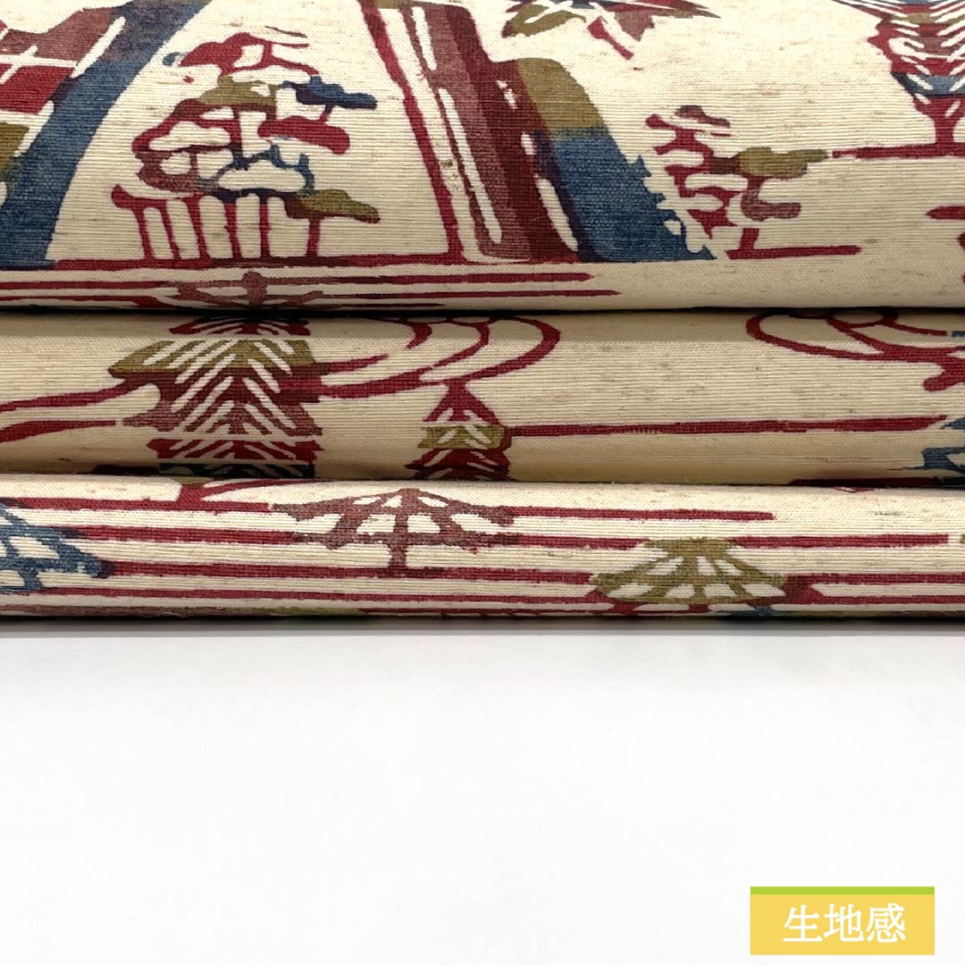 (京袋帯)名古屋帯 正絹 Aランク 練色(ねりいろ) 草木染 風景画 帯丈351cm ポイント柄 カジュアル ベージュ系 1124011113325 名古屋仕立て