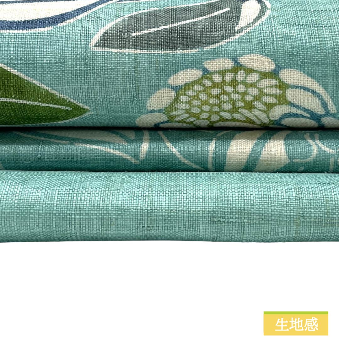 (新品)名古屋帯 正絹 NEWランク 名古屋仕立て 花緑青色(はなろくしょういろ) 栗山吉三郎 京紅型 プロテア 帯丈378cm ポイント柄 カジュアル 緑系 1124013091319